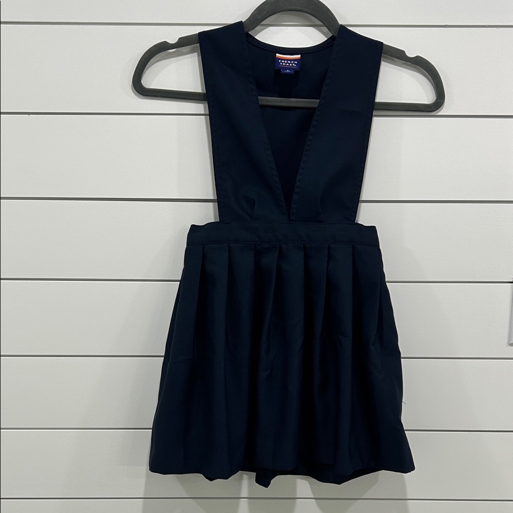 French Toast V-Neck Pleated Girls Jumper, Navy
